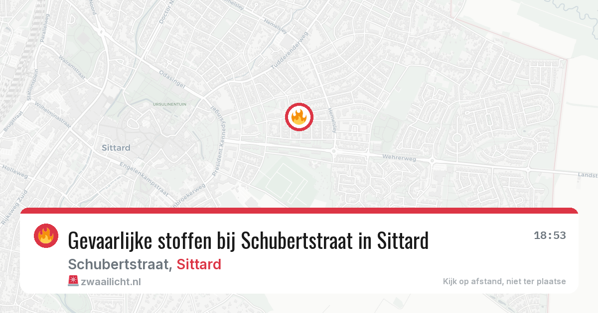 Gevaarlijke stoffen bij Schubertstraat in Sittard — 17 jul 2026