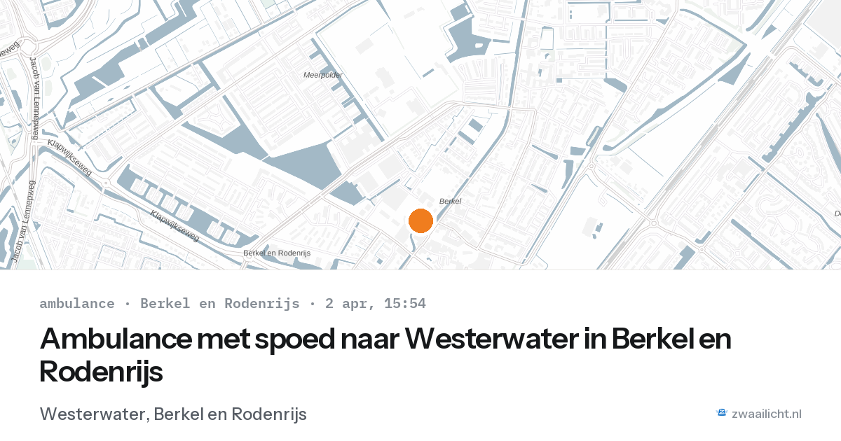 Ambulance met spoed naar Westerwater in Berkel en Rodenrijs — 2 apr 2026
