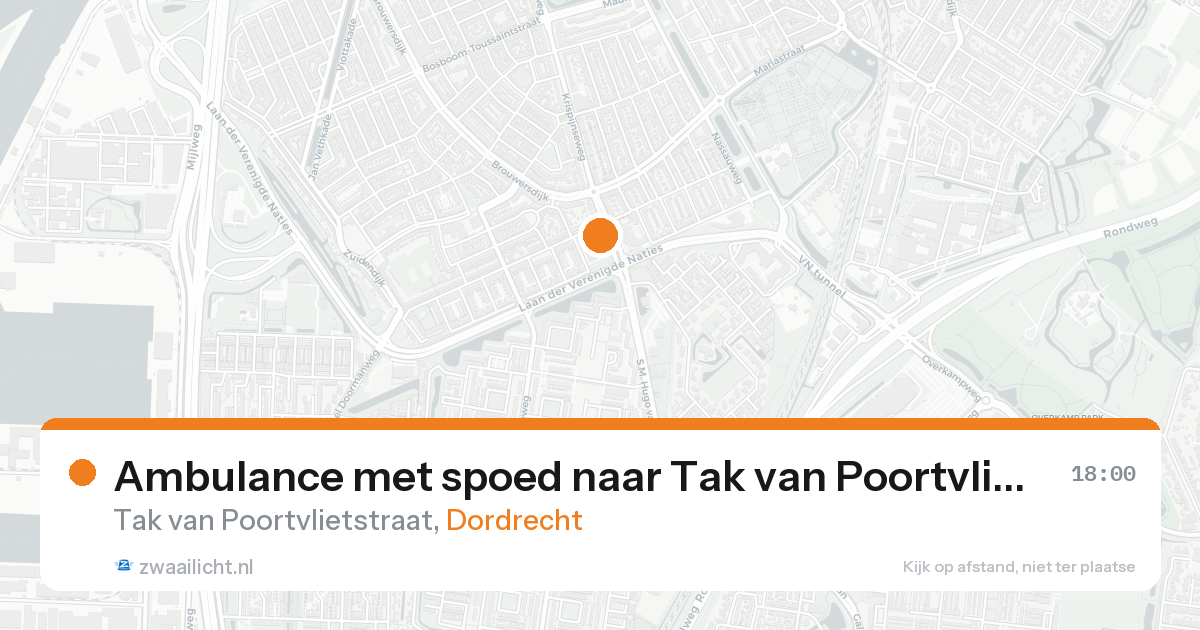 Ambulance met spoed naar Tak van Poortvlietstraat in Dordrecht — 25 aug 2026