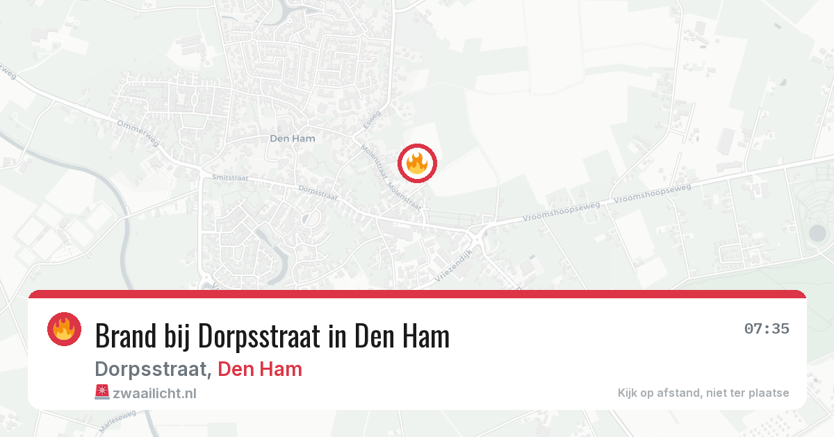 Brand bij Dorpsstraat in Den Ham — 5 aug 2026