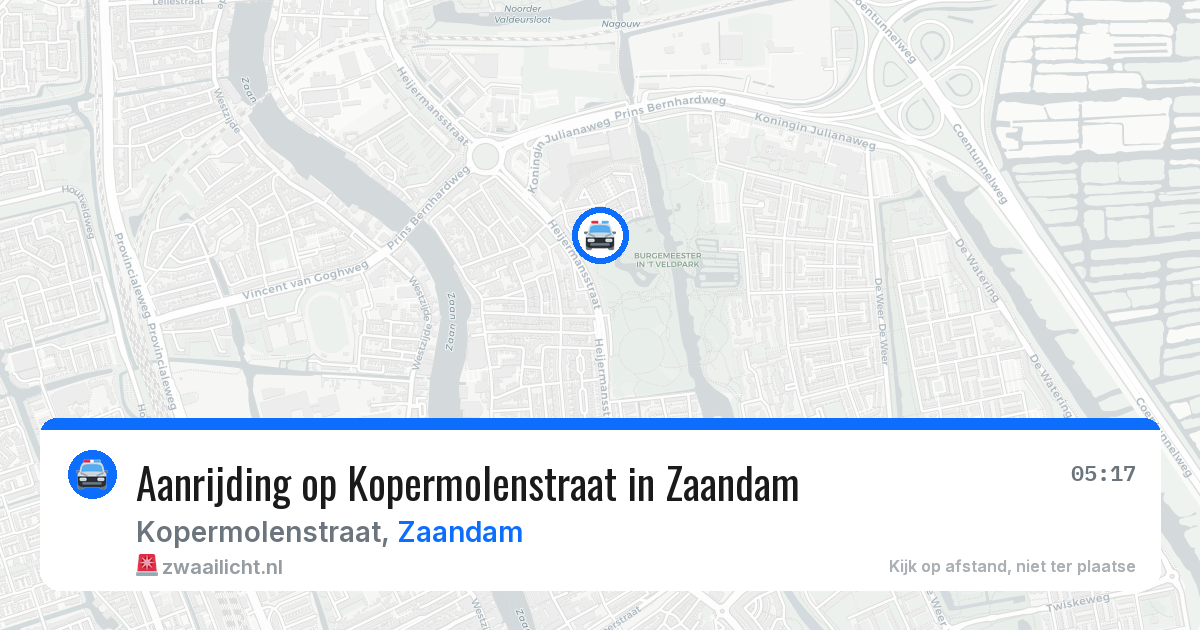 Aanrijding op Kopermolenstraat in Zaandam — 25 apr 2026