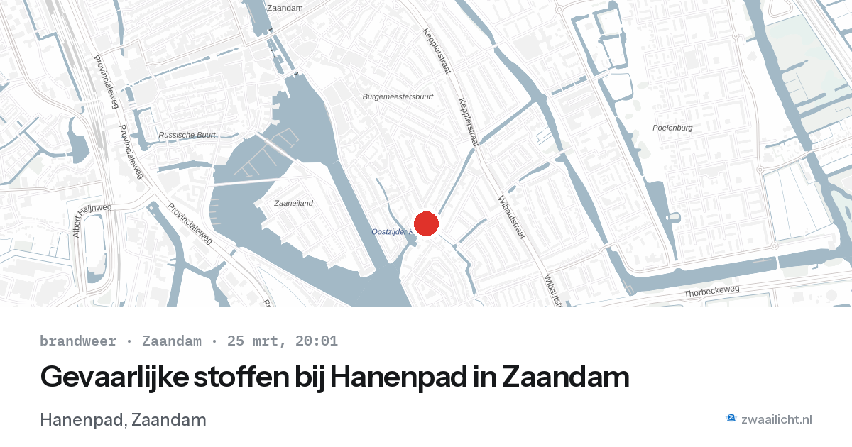 Gevaarlijke stoffen bij Hanenpad in Zaandam — 25 mrt 2026