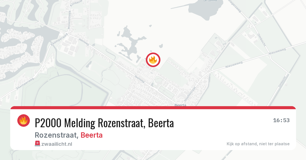 P2000 Melding Rozenstraat, Beerta — 17 jul 2026