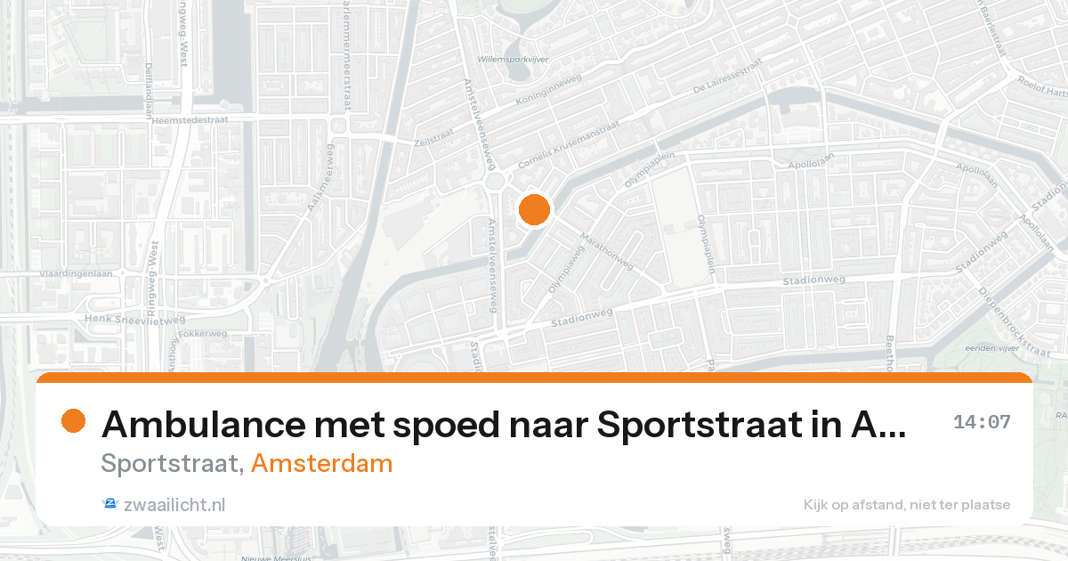 Ambulance met spoed naar Sportstraat in Amsterdam — 25 aug 2026