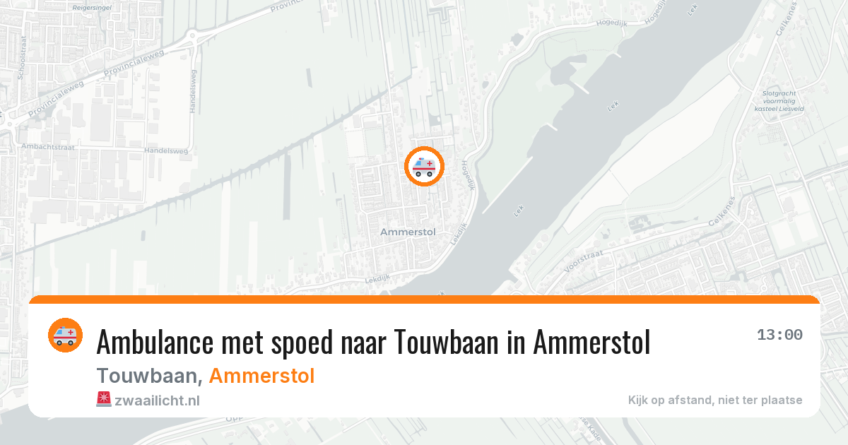 Ambulance met spoed naar Touwbaan in Ammerstol — 14 feb 2026