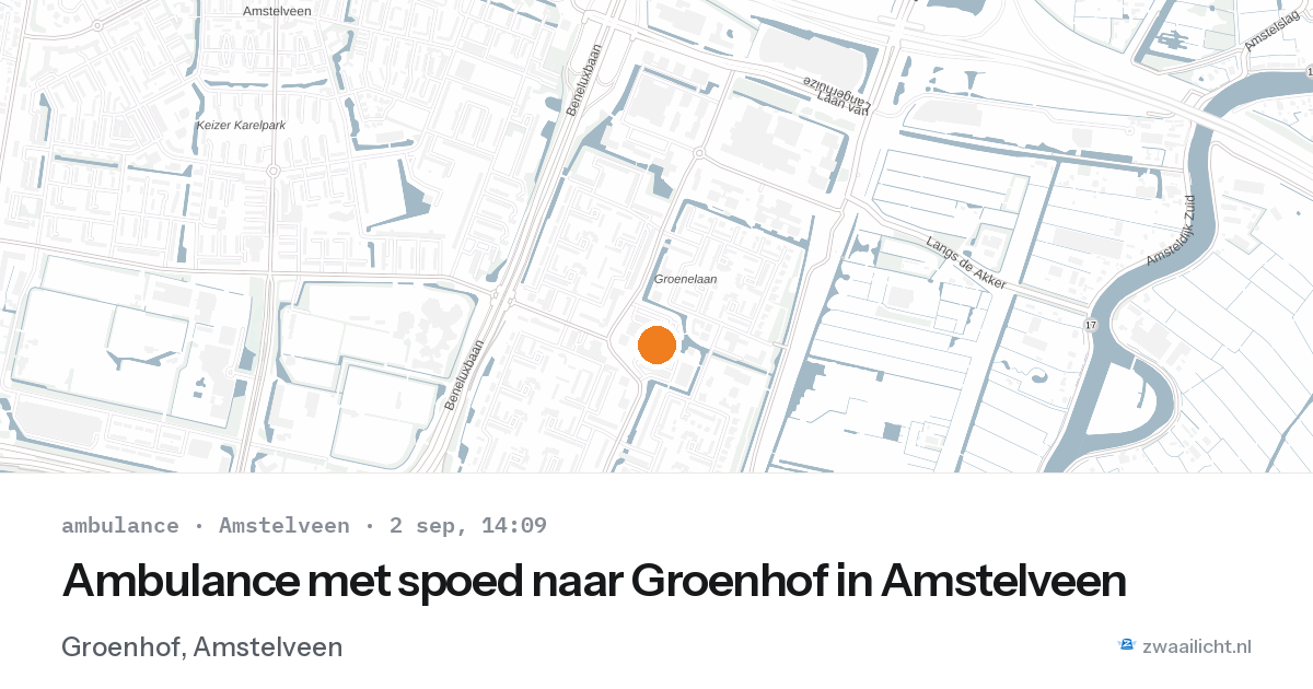 Ambulance met spoed naar Groenhof in Amstelveen — 2 sep 2026