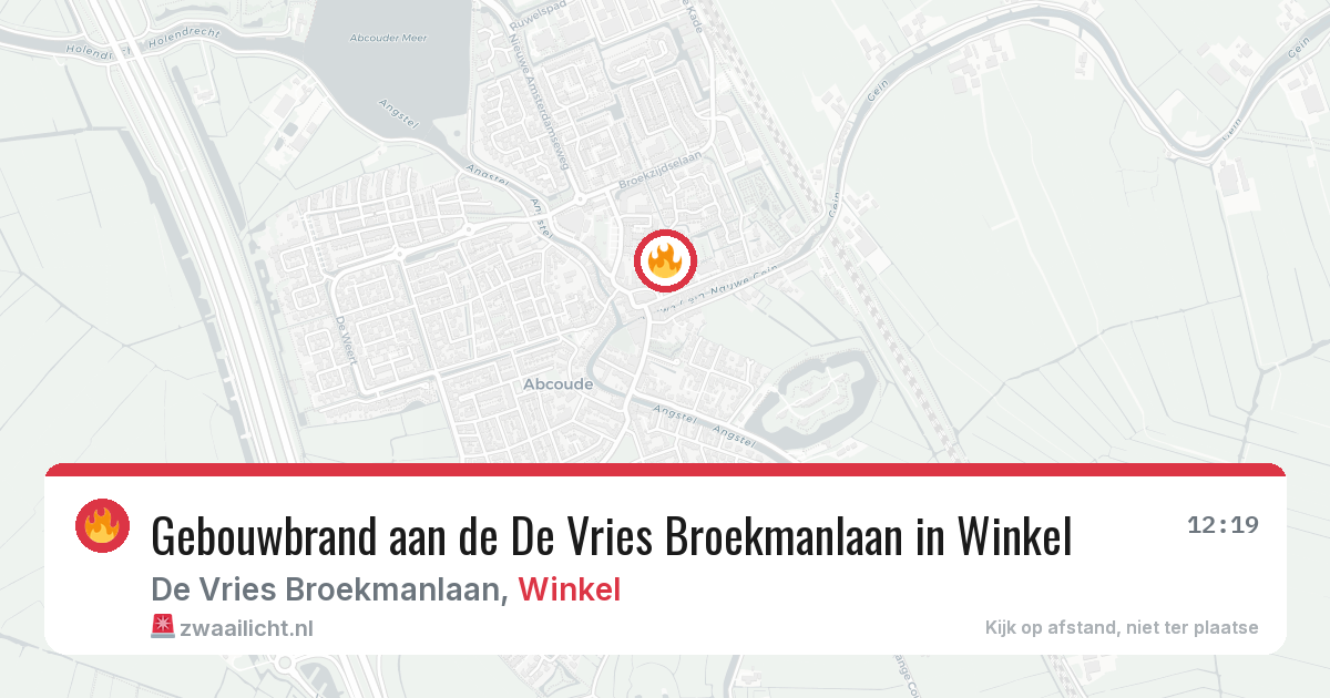 Gebouwbrand aan de De Vries Broekmanlaan in Winkel — 3 feb 2026