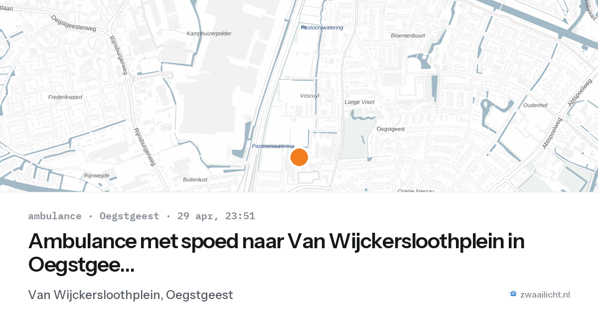 Ambulance met spoed naar Van Wijckersloothplein in Oegstgeest — 29 apr 2026