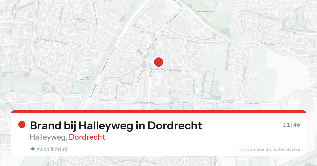 Brand bij Halleyweg in Dordrecht — 15 aug 2026