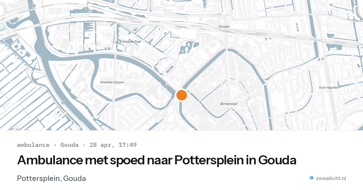 Ambulance met spoed naar Pottersplein in Gouda — 28 apr 2026