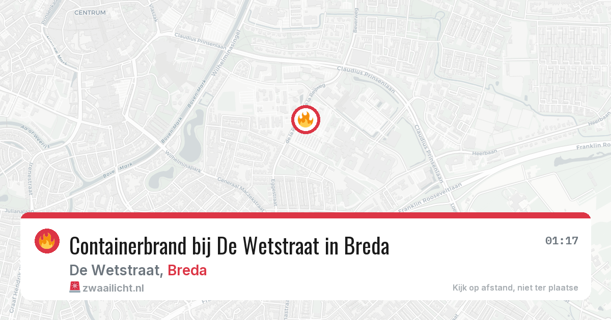Containerbrand bij De Wetstraat in Breda — 12 aug 2026
