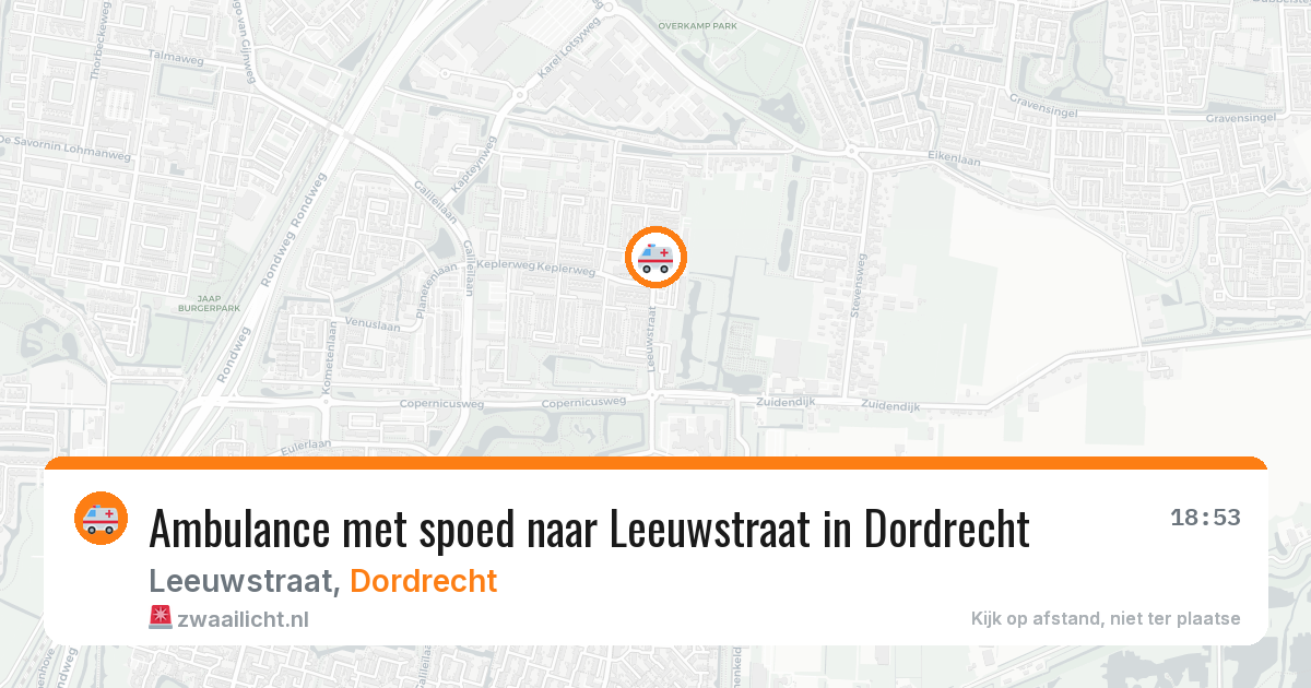 Ambulance met spoed naar Leeuwstraat in Dordrecht — 11 aug 2026