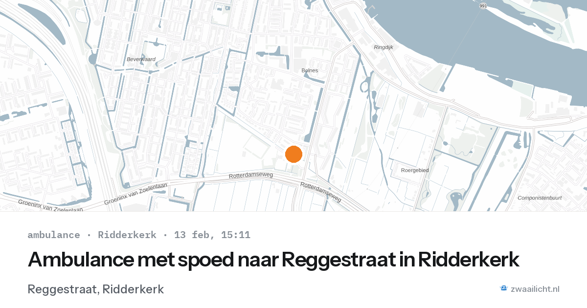 Ambulance met spoed naar Reggestraat in Ridderkerk — 13 feb 2026