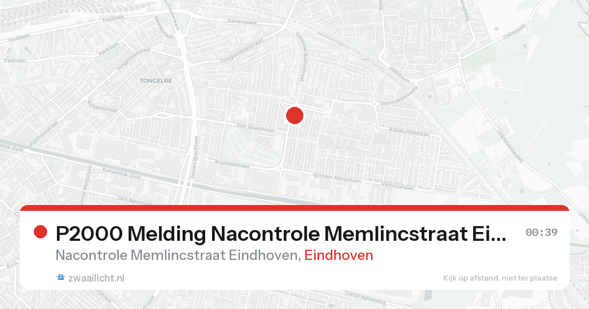 P2000 Melding Nacontrole Memlincstraat Eindhoven, Eindhoven — 7 feb 2026