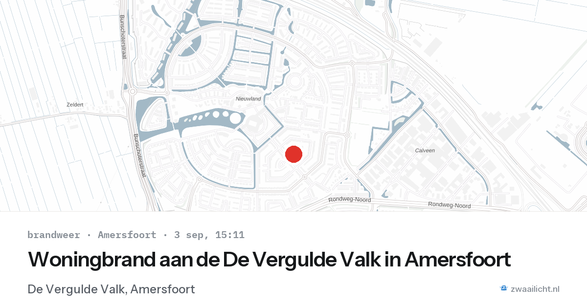 Woningbrand aan de De Vergulde Valk in Amersfoort — 3 sep 2026