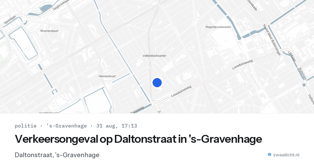 Verkeersongeval op Daltonstraat in 's-Gravenhage — 31 aug 2026