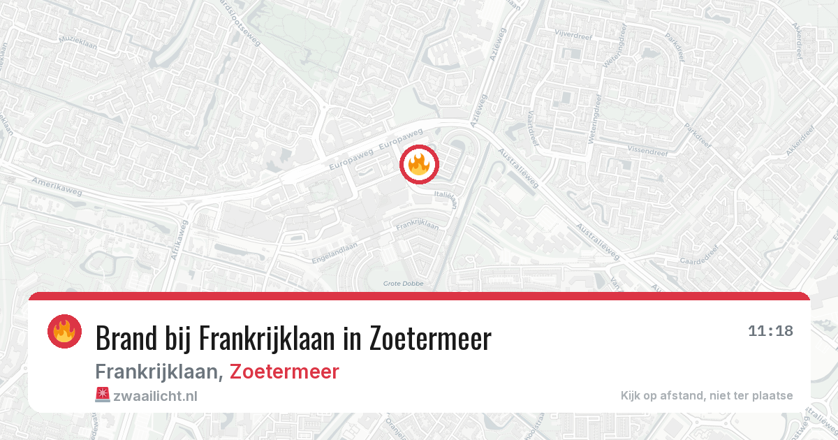 Brand bij Frankrijklaan in Zoetermeer — 29 jul 2026