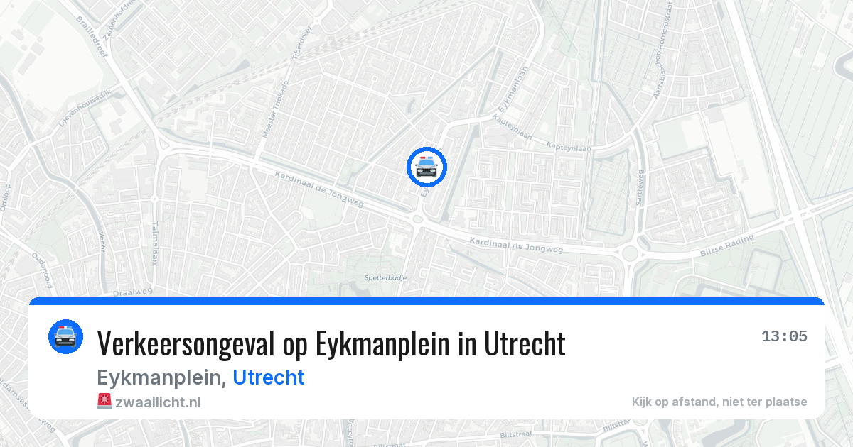 Verkeersongeval op Eykmanplein in Utrecht — 5 aug 2026