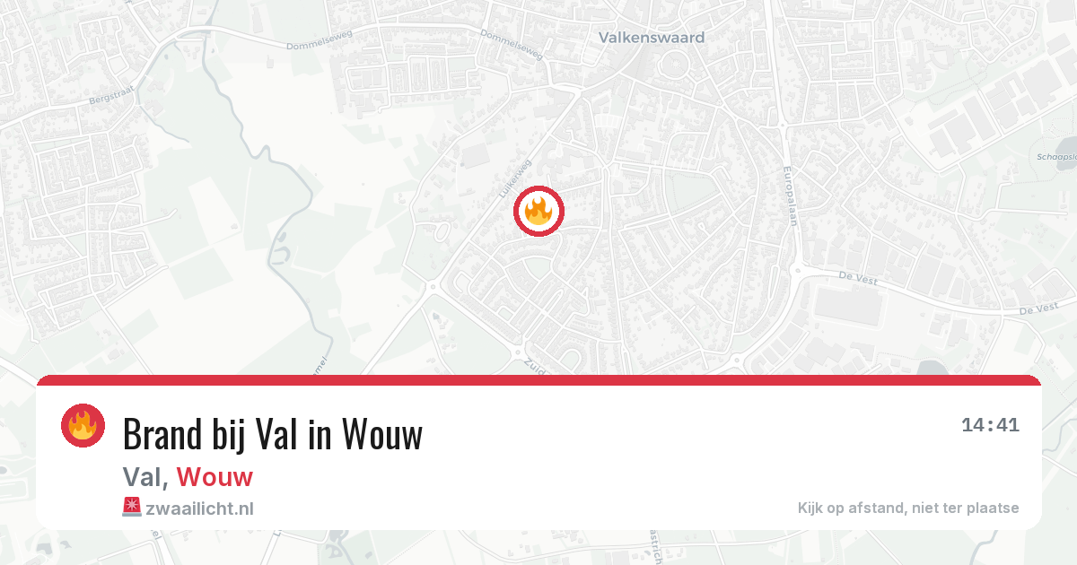 Brand bij Val in Wouw — 5 aug 2026