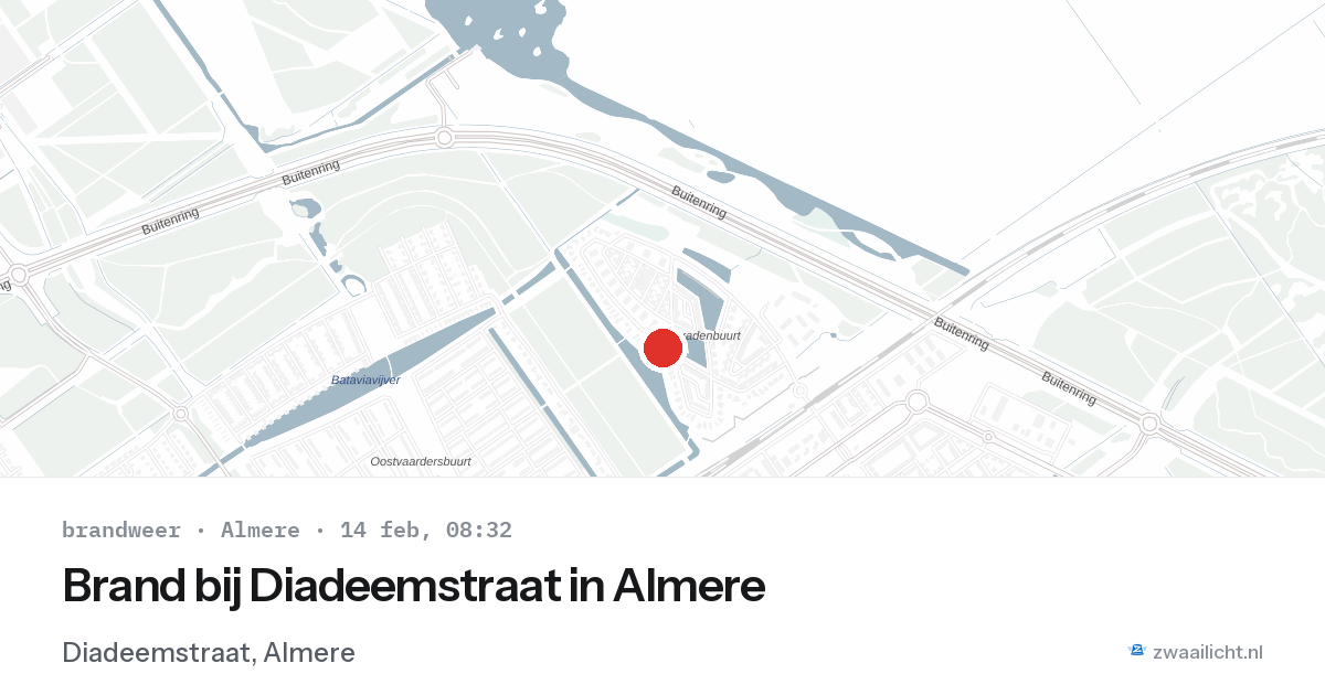 Brand bij Diadeemstraat in Almere — 14 feb 2026