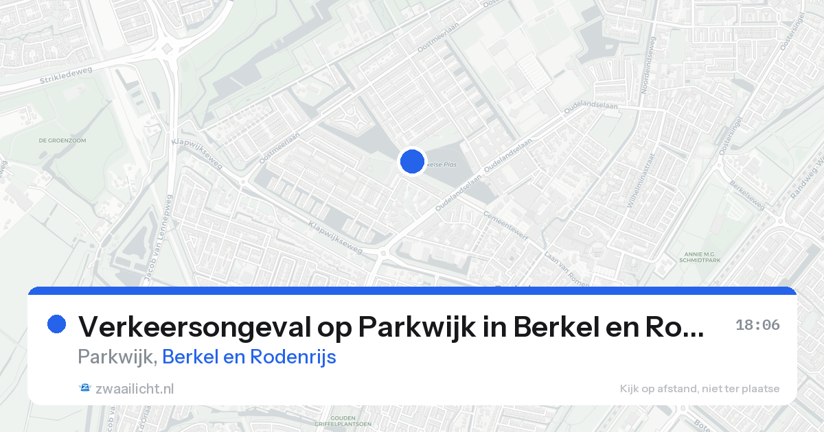 Verkeersongeval op Parkwijk in Berkel en Rodenrijs — 25 aug 2026