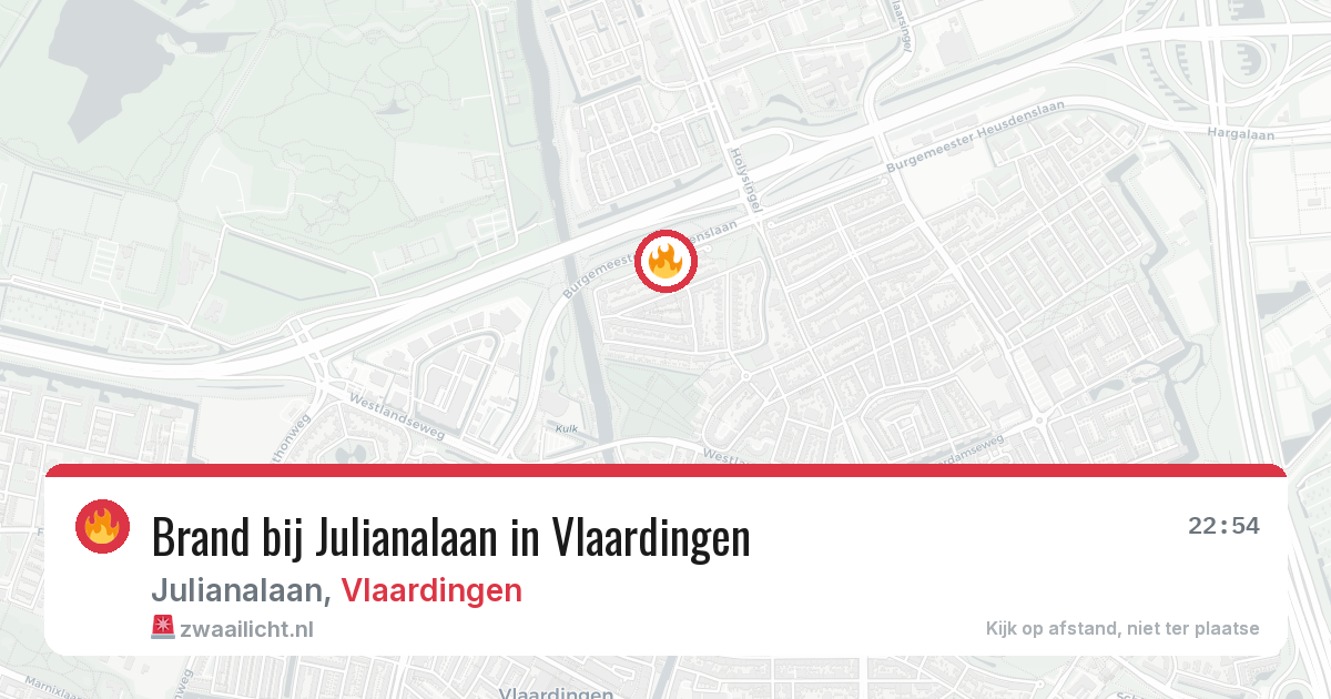 Brand bij Julianalaan in Vlaardingen — 22 jul 2026