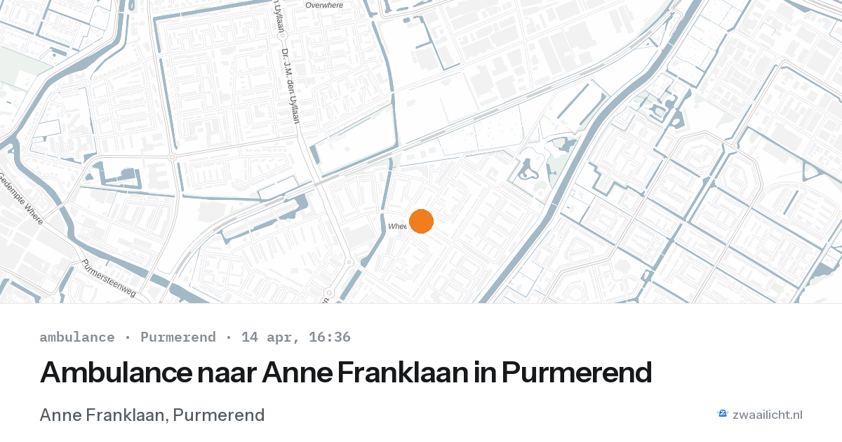 Ambulance naar Anne Franklaan in Purmerend — 14 apr 2026