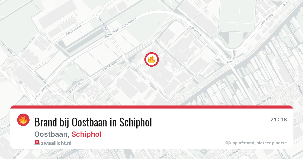 Brand bij Oostbaan in Schiphol — 19 mei 2026