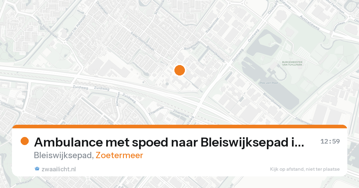 Ambulance met spoed naar Bleiswijksepad in Zoetermeer — 16 aug 2026
