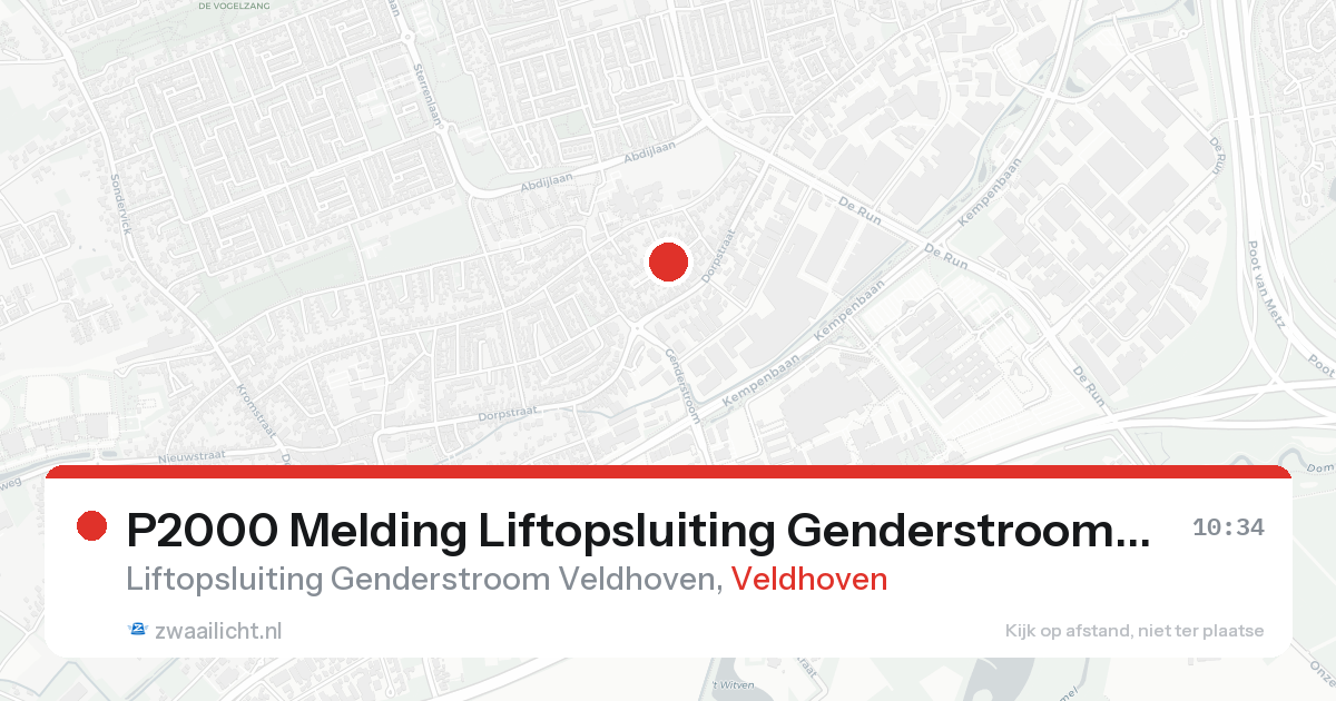 P2000 Melding Liftopsluiting Genderstroom Veldhoven, Veldhoven — 7 feb 2026