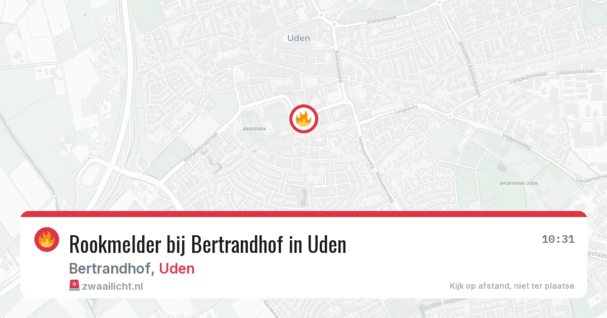 Rookmelder bij Bertrandhof in Uden — 24 feb 2026