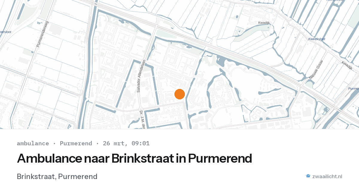 Ambulance naar Brinkstraat in Purmerend — 26 mrt 2026