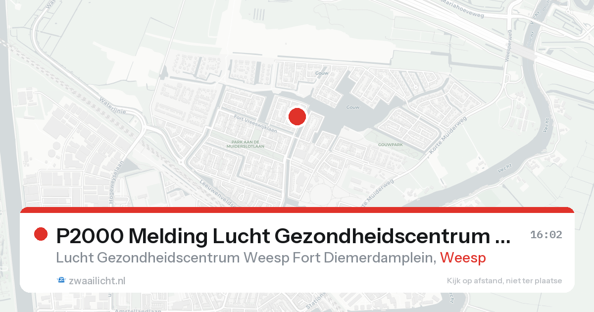 P2000 Melding Lucht Gezondheidscentrum Weesp Fort Diemerdamplein, Weesp — 30 jan 2026