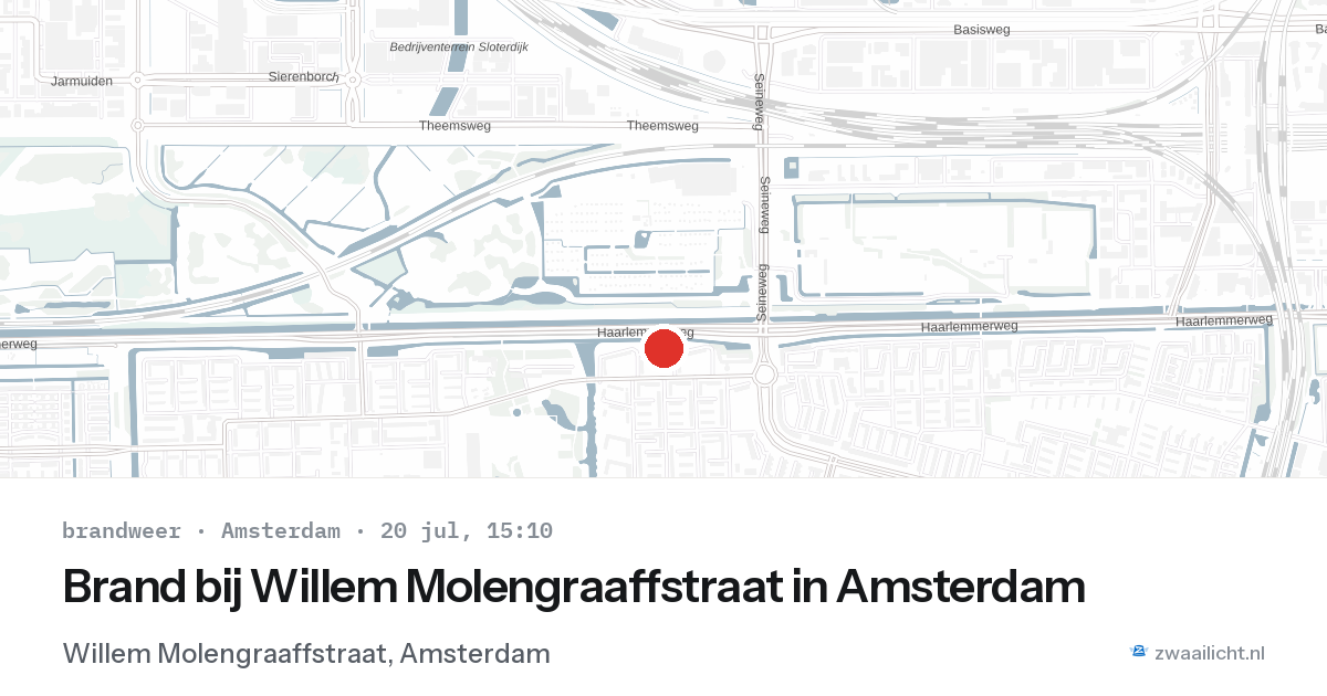 Brand bij Willem Molengraaffstraat in Amsterdam — 20 jul 2026