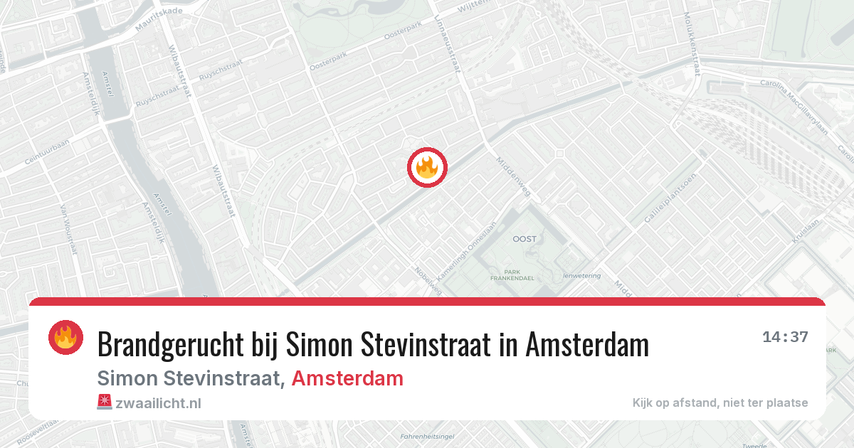 Brandgerucht bij Simon Stevinstraat in Amsterdam — 18 mrt 2026
