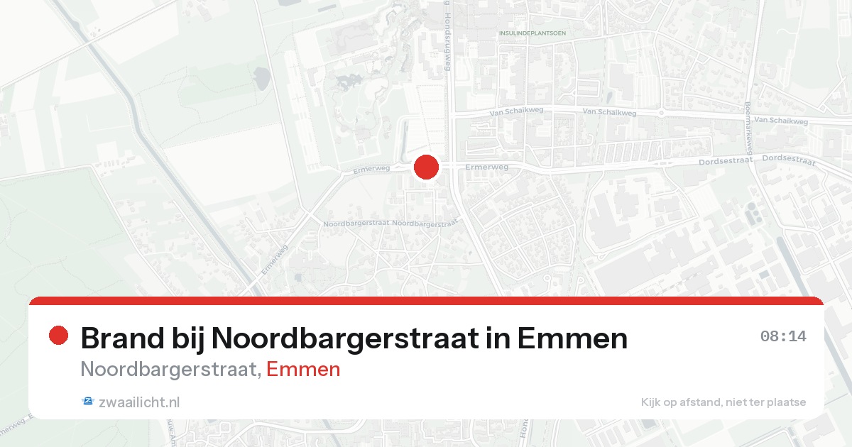 Brand bij Noordbargerstraat in Emmen — 15 aug 2026