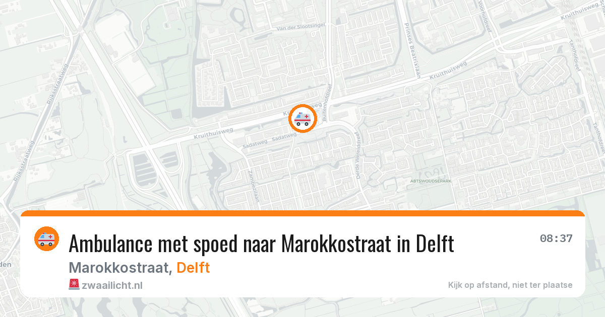 Ambulance met spoed naar Marokkostraat in Delft — 12 mei 2026