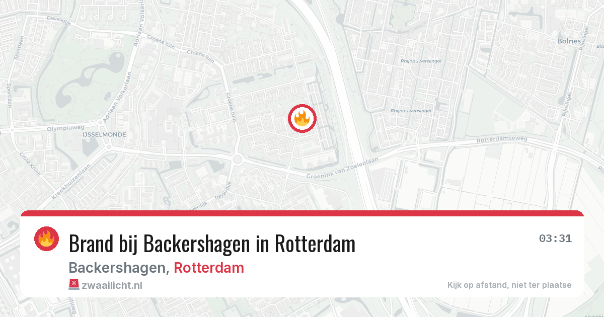Brand bij Backershagen in Rotterdam — 17 jul 2026