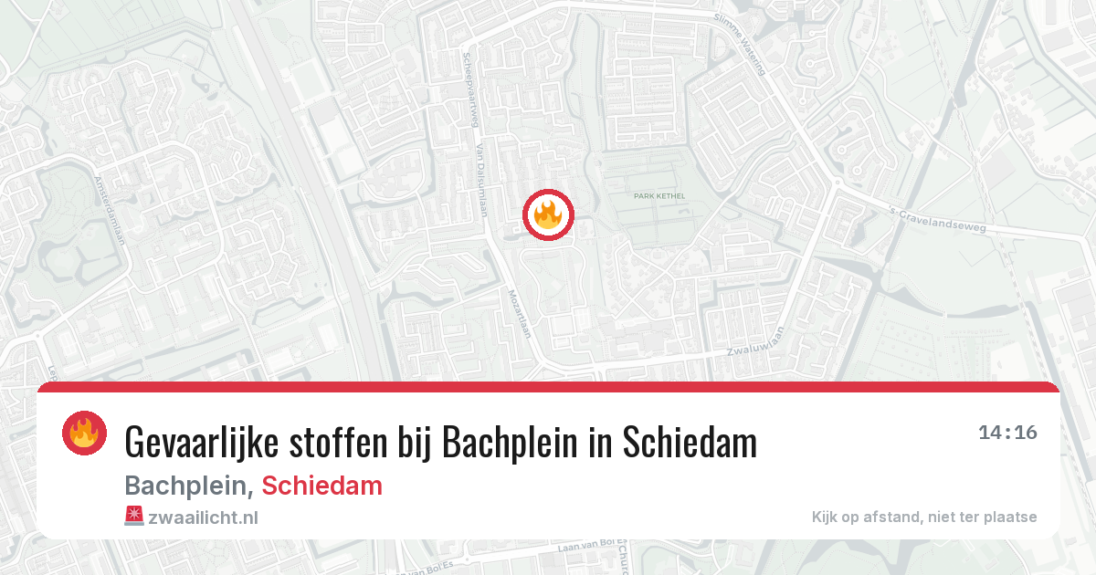Gevaarlijke stoffen bij Bachplein in Schiedam — 9 jul 2026