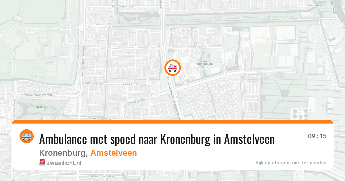 Ambulance met spoed naar Kronenburg in Amstelveen — 7 aug 2026
