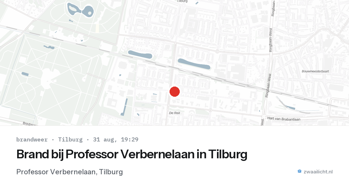 Brand bij Professor Verbernelaan in Tilburg — 31 aug 2026
