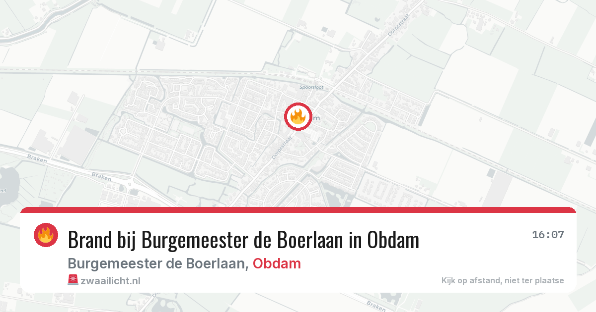 Brand bij Burgemeester de Boerlaan in Obdam — 27 jun 2026