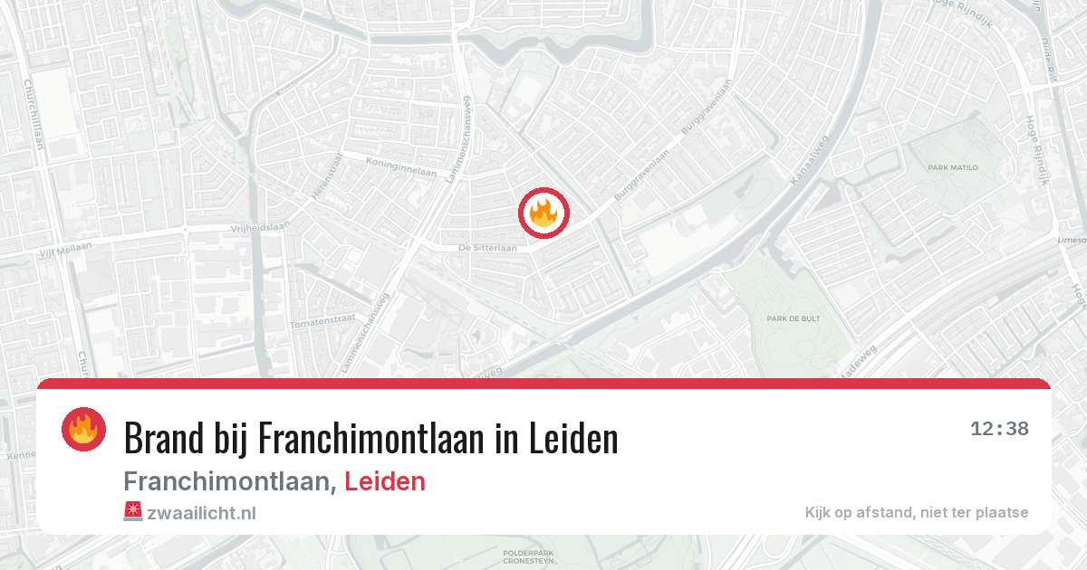 Brand bij Franchimontlaan in Leiden — 14 aug 2026