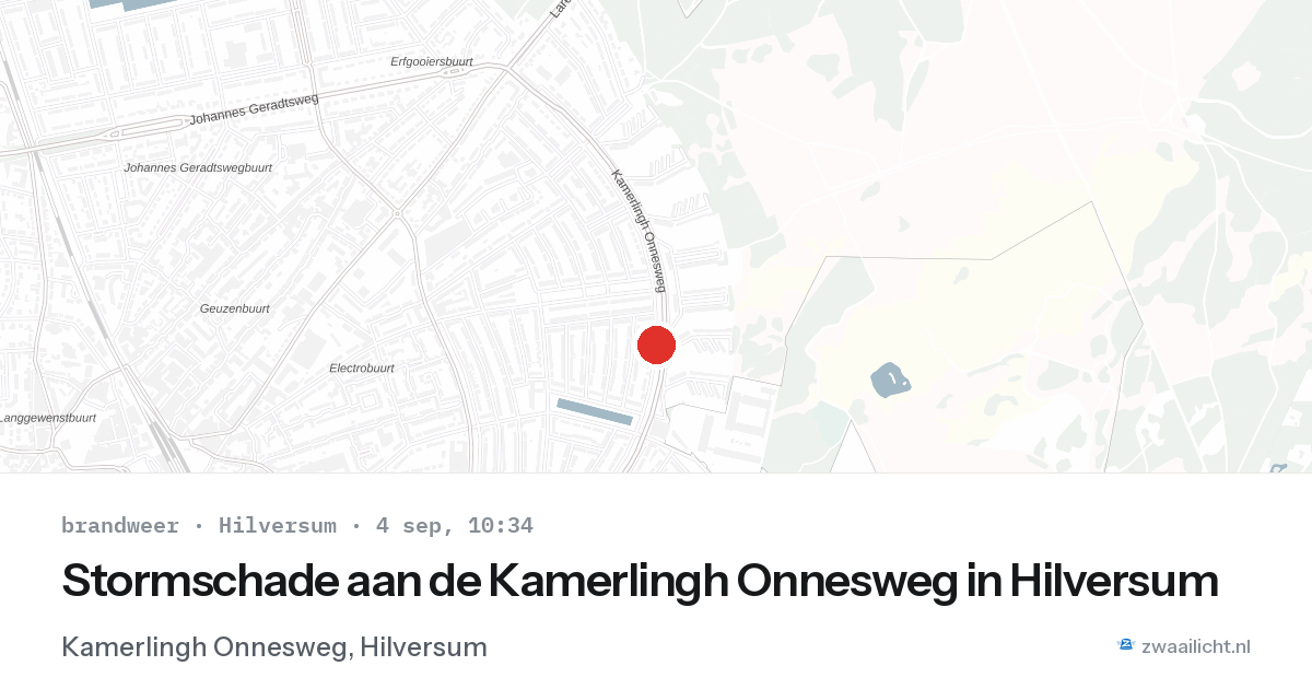 Stormschade aan de Kamerlingh Onnesweg in Hilversum — 4 sep 2026