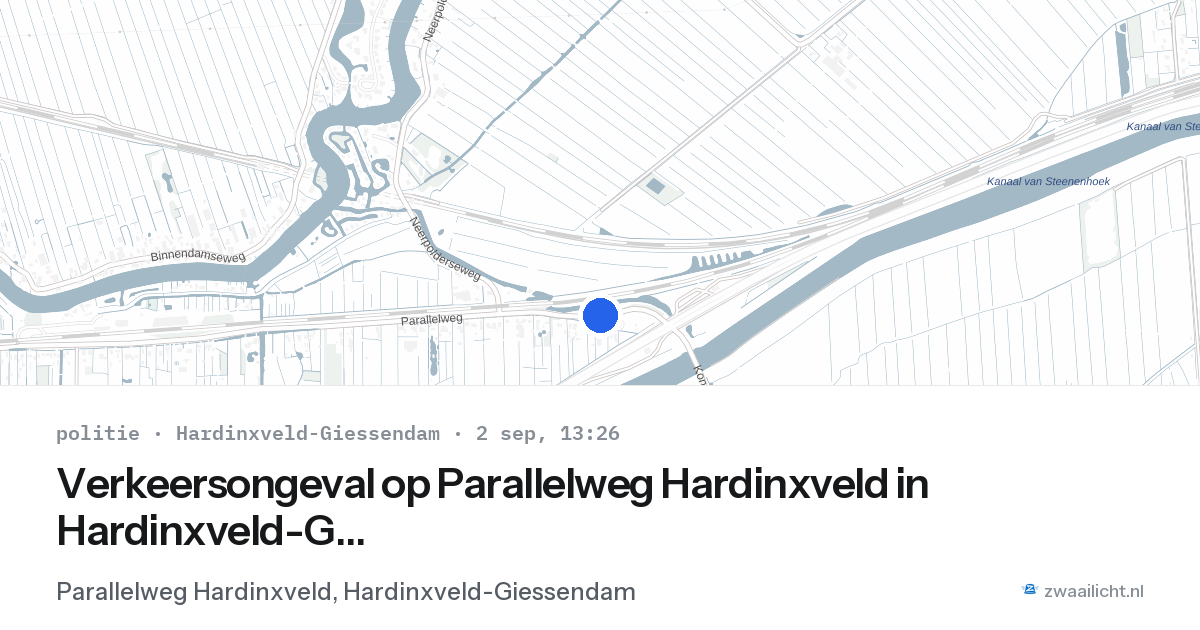 Verkeersongeval op Parallelweg Hardinxveld in Hardinxveld-Giessendam — 2 sep 2026