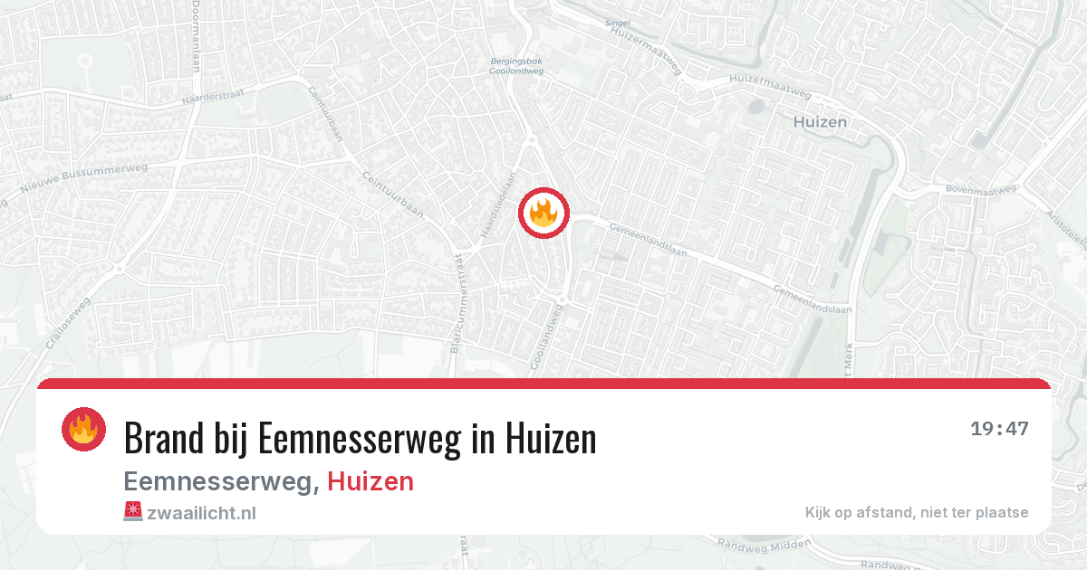 Brand bij Eemnesserweg in Huizen — 15 apr 2026