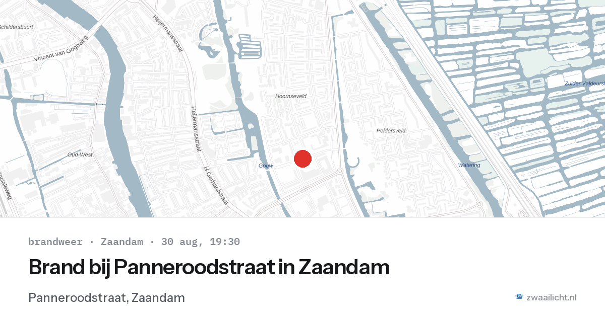 Brand bij Panneroodstraat in Zaandam — 30 aug 2026