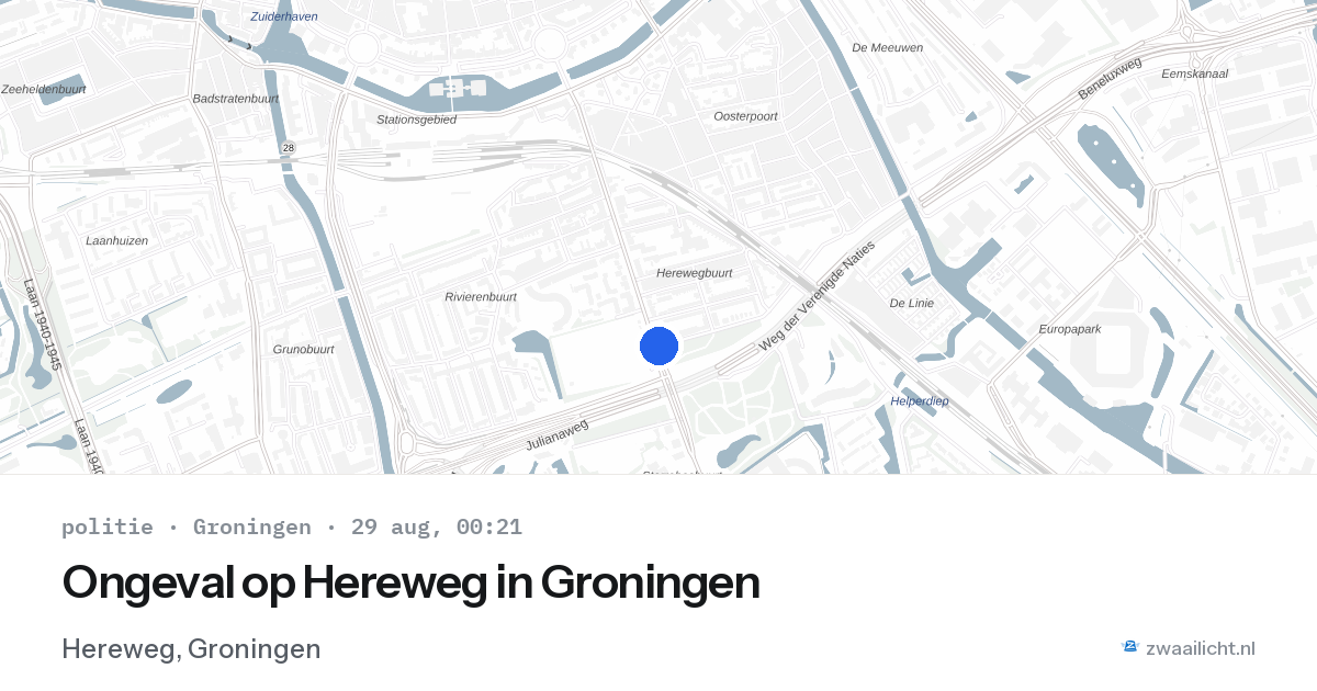 Ongeval op Hereweg in Groningen — 28 aug 2026