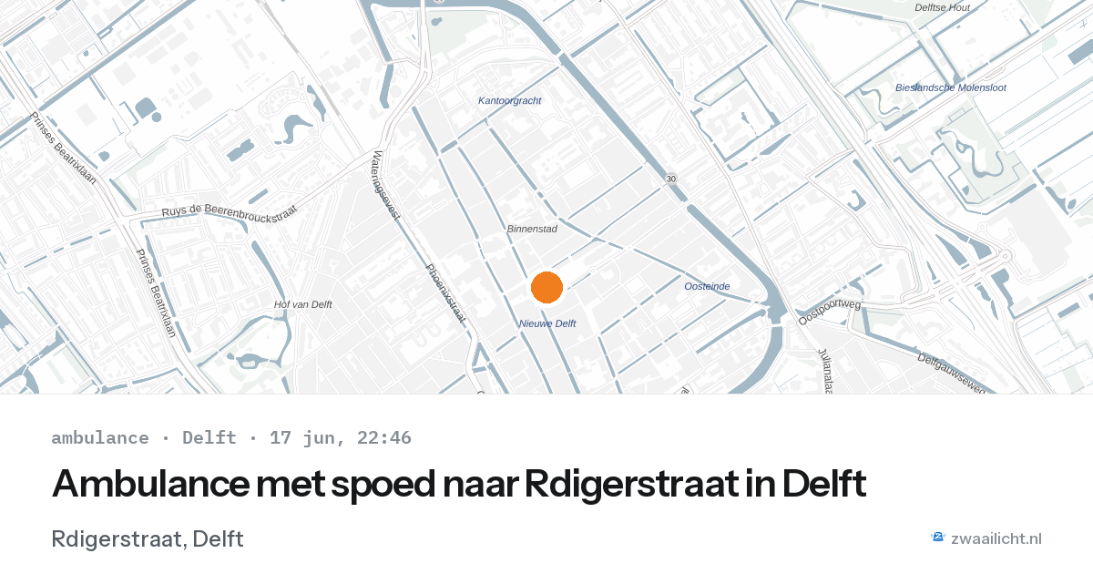 Ambulance met spoed naar Rdigerstraat in Delft — 17 jun 2026