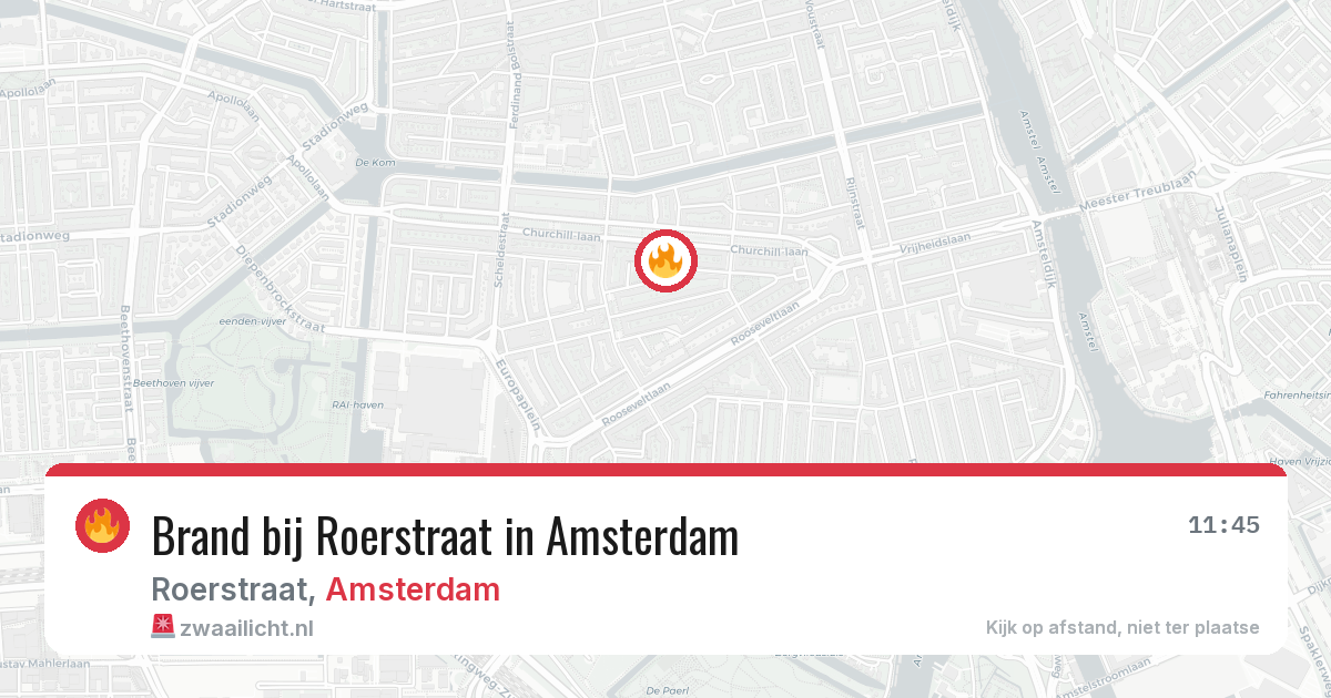 Brand bij Roerstraat in Amsterdam — 9 aug 2026